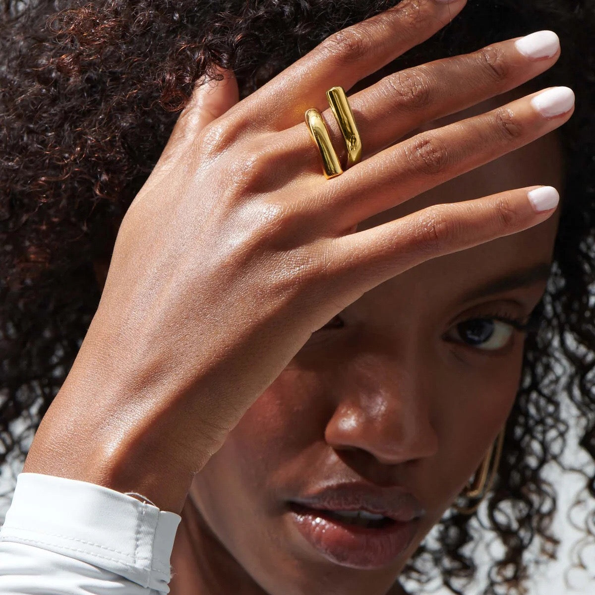 18K Gold Untamed Abstract Geometric CZ Stacking Ring