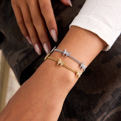 18K Gold Flutter Pave Butterfly Chain Bracelet