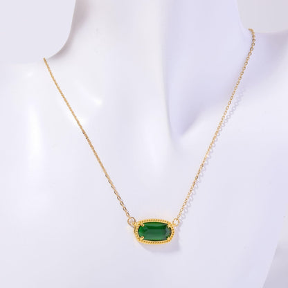 18K Gold Trendy Birthstone Pendant Necklace