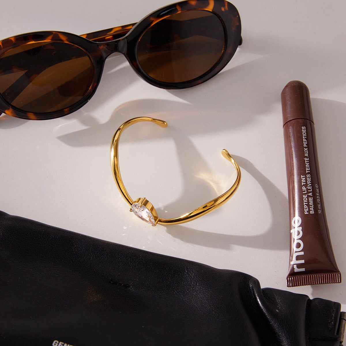 18K Gold Curved Seduction Statement Cuff Bangle Bracelet