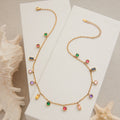 18K Gold Fairy Color Gemstone Dainty Chain Necklace