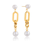 18K Gold Champagne Problems Pearl Chain Drop Dangle Earrings