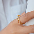 18K Gold Sexy Nerd Dainty Glasses Stacking Cuff Ring