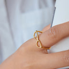 18K Gold Sexy Nerd Dainty Glasses Stacking Cuff Ring