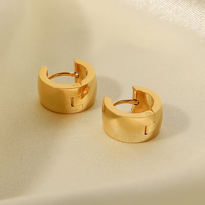 18K Gold Bold Small Hoop Huggie Earrings