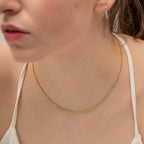 18K Gold Delicate Beaded Chain Choker Necklace