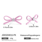 Pink Bow Cute Stud Silver Earrings