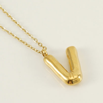 18K Gold Balloon Initial Pendant Necklace