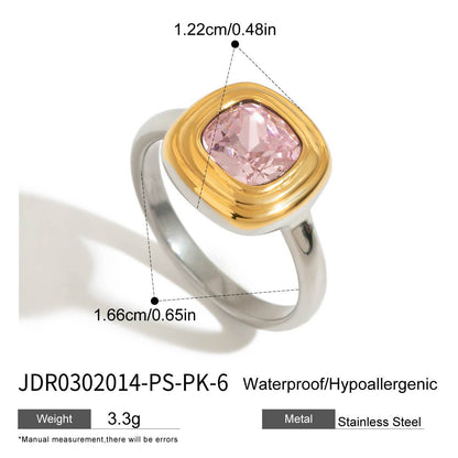 18K Gold Pink Princess Statement Stacking Rings