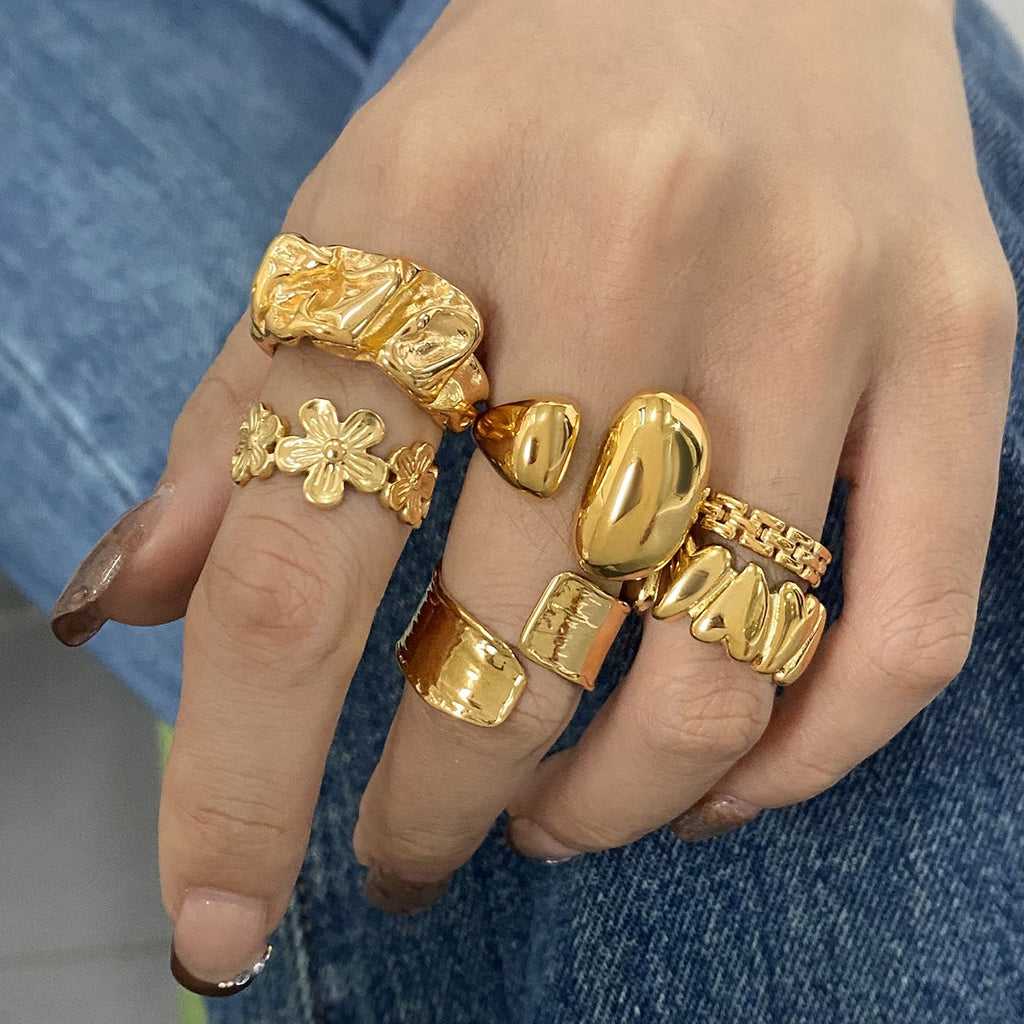 18K Gold Cherry Blossom Flower Band Ring