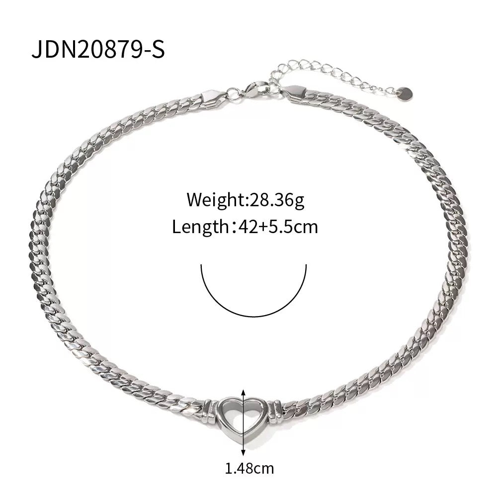 14K Gold Cuban Link Heart Necklace