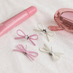 Pink Bow Cute Stud Silver Earrings