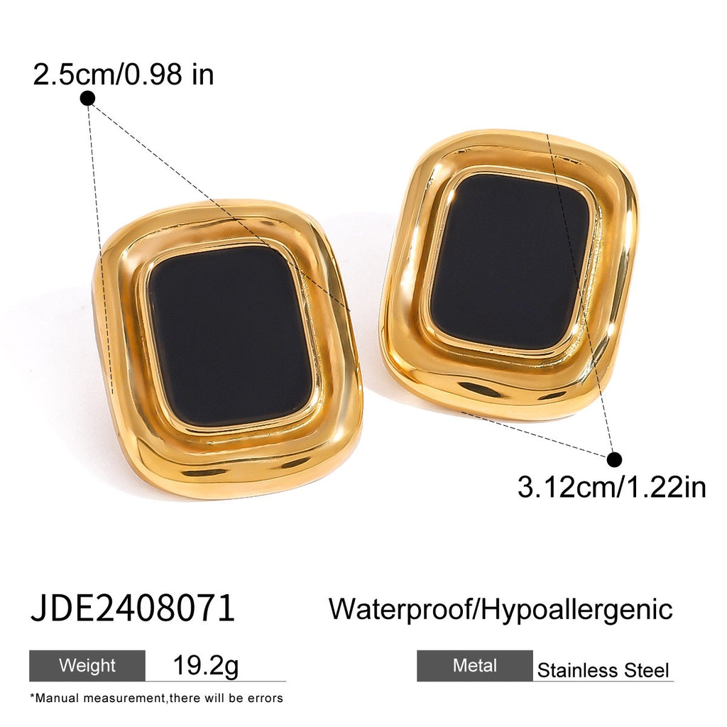 18K Gold Retro Color Statement Stud Earrings
