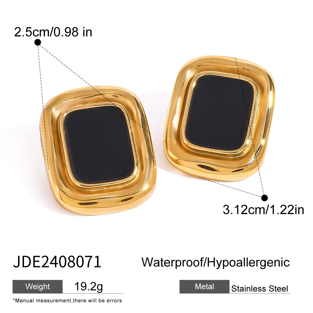 18K Gold Retro Color Statement Stud Earrings