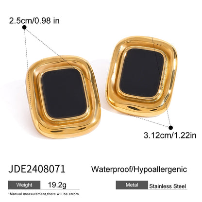 18K Gold Retro Color Statement Stud Earrings