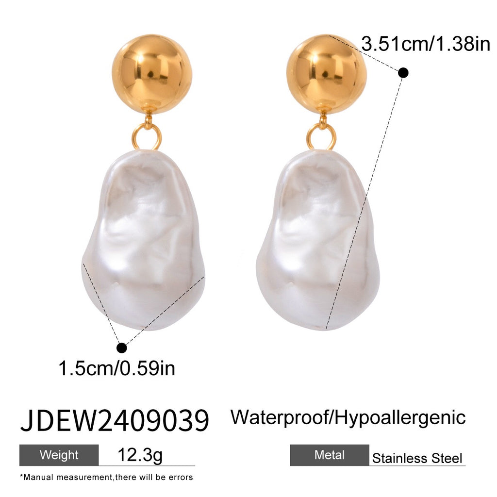 18K Gold Heiress Pearl Stud Dangle Earrings