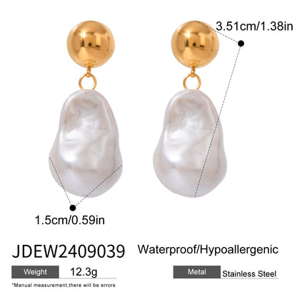 18K Gold Heiress Pearl Stud Dangle Earrings