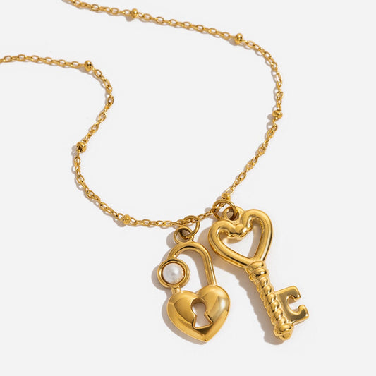 18K Gold Key to Your Heart Charm Pendant Necklace