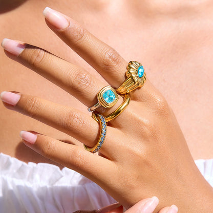 18K Gold Blue Reverie Statement Cocktail Stacking Ring