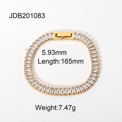 18K Gold Opulence Paperclip Chain Tennis Chunky Statement Bangle Bracelet Stack