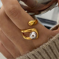 18K Gold and Silver Two Tone Single Point Statement Cuff Ring