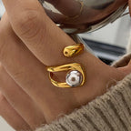 18K Gold and Silver Two Tone Single Point Statement Cuff Ring