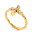 18K Gold Grace Cross Pave Stacking Rings