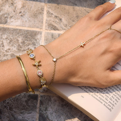 18K Gold Marina Royale Sea Shell Color Gems Bracelet