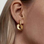 18K Gold Bold Link Statement Huggie Earrings