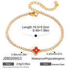 18K Gold Modern Fairytale Heart Bow Moon Clover Tennis Bracelet