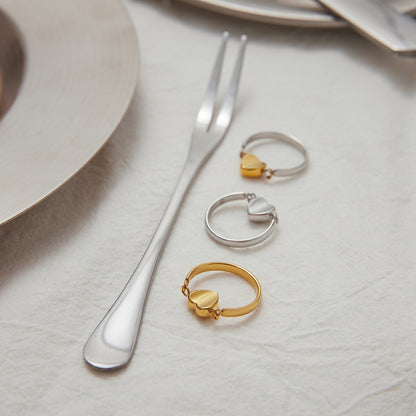 18K Gold and Silver Two Tone Rotating Heart Stacking Ring