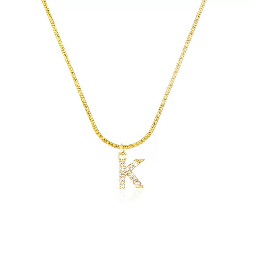 18K Gold Minimalist Glam Initial Necklace