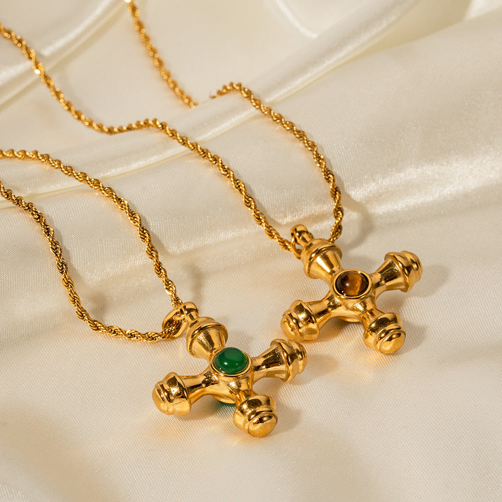 18K Gold Chunky Cross Necklace