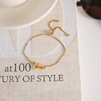 18K Gold Golden Haze Pearl Chain Cuff Bangle Bracelet Stack