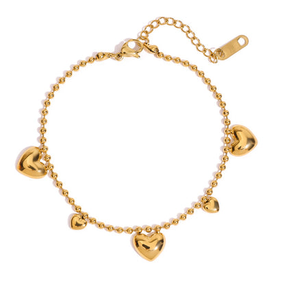 18K Gold Waterproof Flipped Heart Dainty Hand Jewelry Chain Bracelet