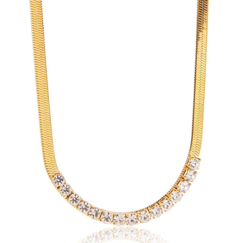 18K Gold Guardian Elephant Pendant Herringbone Snake Chain Layered Necklace Set