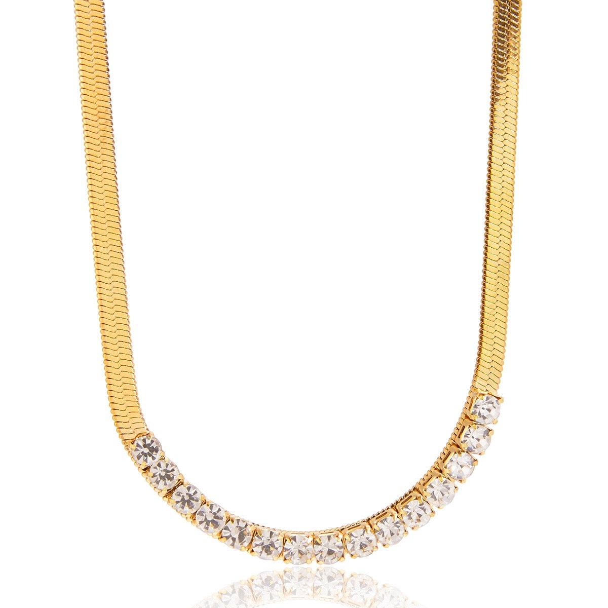 18K Gold Guardian Elephant Pendant Herringbone Snake Chain Layered Necklace Set