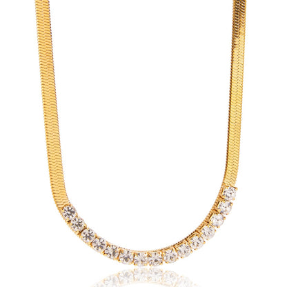 18K Gold Guardian Elephant Pendant Herringbone Snake Chain Layered Necklace Set