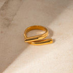 18K Gold Untamed Abstract Geometric CZ Stacking Ring