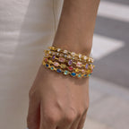 18K Gold Starlight Seduction Color Gem Bangle Bracelet