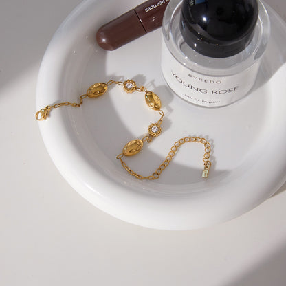 18K Gold Couture Ice Tennis Circle Chain Bracelet Stack