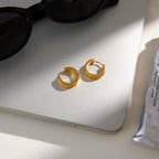 18K Gold Modern Bling Textured Small Hoop Huggie Earrings Ear Cuffs Stack