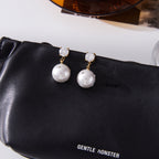 18K Gold Eternal Gleam Pearl Drop CZ Stud Dangle Earrings