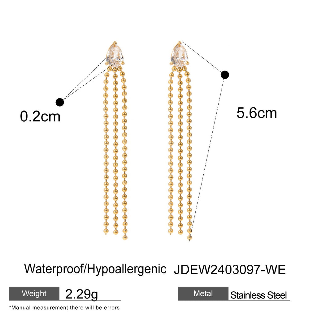 18K Gold Gemstone Drop Dangle Earrings