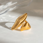 18K Gold Edgy Liquid Form Statement Ring