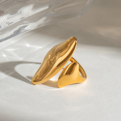 18K Gold Edgy Liquid Form Statement Ring