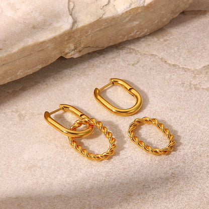 18K Gold Hooked Small Hoop Huggie Earrings