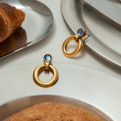 18K Gold Modern Azure Geometric Statement Stud Earrings