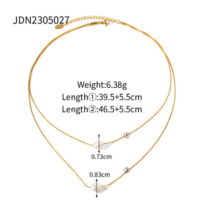 18K Gold Pearl Pendant Layered Necklace