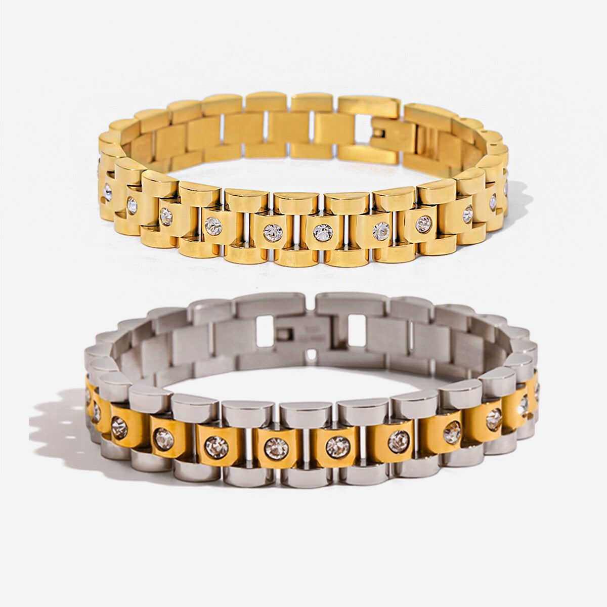 18K Gold Main Character Bling Watch Band Chain Bracelet